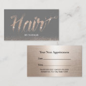 ヘアサロンモダンバラ金ゴールドタイポグラフィアポイントメント 予約カード (正面/裏面)