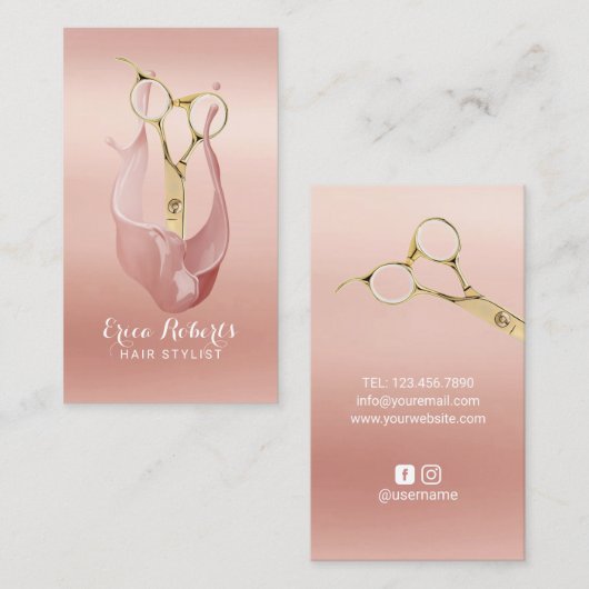 ヘアサロンモダンバラ金ゴールド美容師 名刺 (正面/裏面)