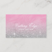 ヘアサロンモダンピンクシルバーグリッターアポイントメント 予約カード (正面)