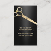 ヘアサロンモダンブラック金ゴールドシザー美容師 名刺 (裏面)
