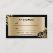 ヘアサロンモダンブラック&金ゴールドフローラアポイントメント 予約カード (裏面)