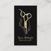 ヘアサロンモダンブラック&金ゴールド美容師 名刺 (正面)
