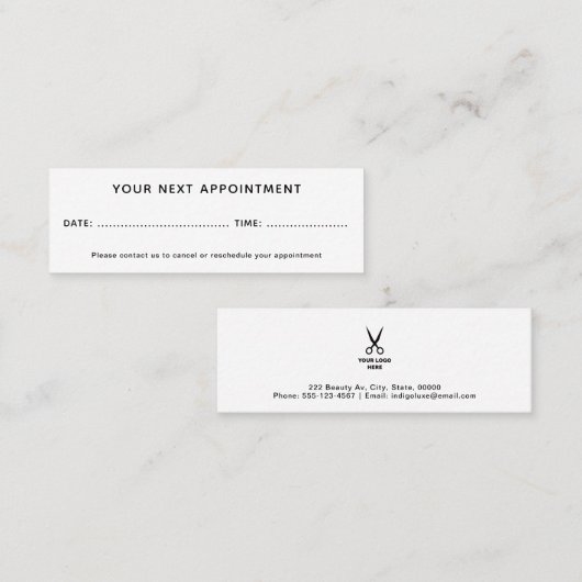 ヘアサロンロゴの追加アポイントメント スキニー名刺 (正面/裏面)