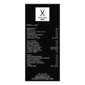 ヘアサロンロゴを追加するブラックプライスリスト ラックカード (正面)