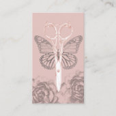 ヘアサロンヴィンテージシザーバタフライイラストレーション 名刺 (正面)