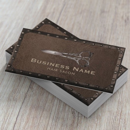 ヘアサロンヴィンテージシザーラスティメタルフレーム 名刺