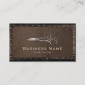 ヘアサロンヴィンテージシザーラスティメタルフレーム 名刺 (正面)