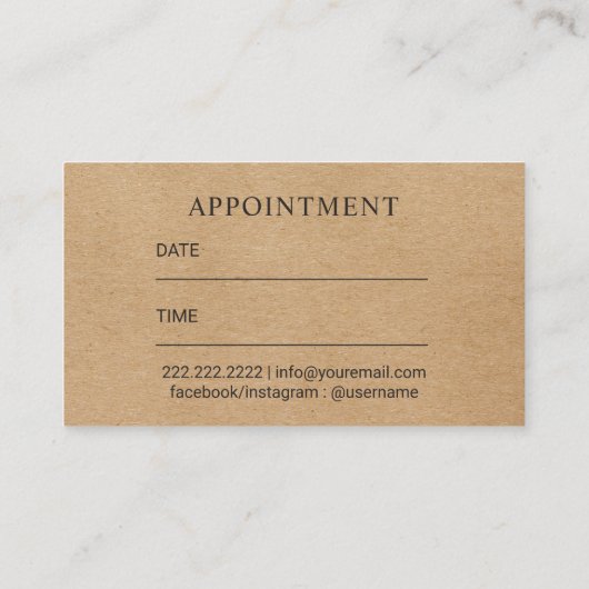 ヘアサロンヴィンテージ金ゴールドはさみアポイントメント 予約カード (裏面)