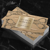 ヘアサロンヴィンテージ金ゴールドはさみアポイントメント 予約カード