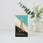 ヘアサロンヴィンテージ金ゴールドシザージオメトモダンリ 名刺 (スタンド正面)