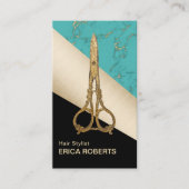 ヘアサロンヴィンテージ金ゴールドシザージオメトモダンリ 名刺 (正面)