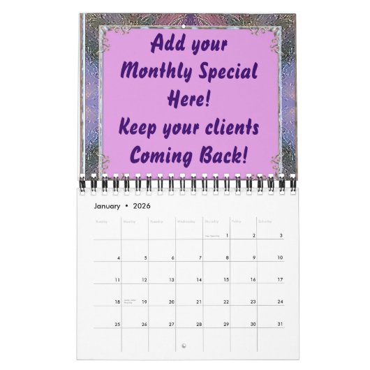 ヘアサロン会社カレンダ顧客ギフト カレンダー (1月 2026)