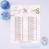 ヘアサロン価格リスト大理石ピンク金ゴールド チラシ (シングル)