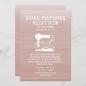 ヘアサロン再開赤面ピンク 招待状 (正面/裏面)
