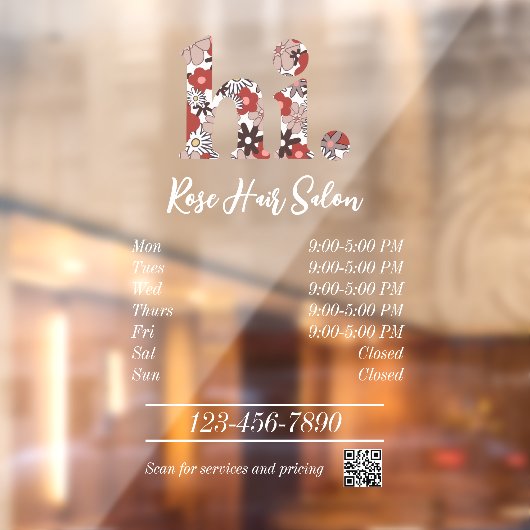 ヘアサロン営業時間ステッカー ウィンドウサイン (シート2)