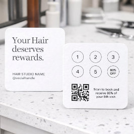 ヘアサロン報酬ロイヤルティカードQRコード スクエア名刺