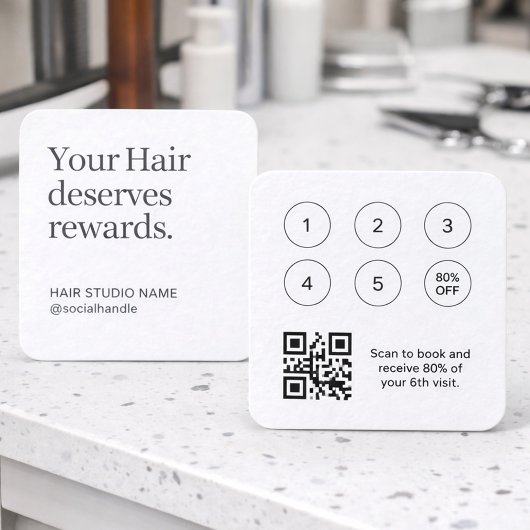 ヘアサロン報酬ロイヤルティカードQRコード スクエア名刺