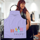 ヘアサロン大タイポグラフィはさみヘアスタイリスト エプロン<br><div class="desc">トレンディーの大きな髪のタイポグラフィカラフル赤、黄色、ミントブルー、ピンクの文字はさみで髪のサロンのヘアドレッサー平紫色のマーブラベンダーのエプロンを作モダンるエレガント。             簡単でパーソナライズする詳細!</div>