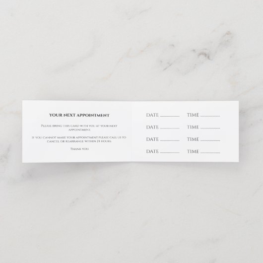 ヘアサロン折り畳みアポイントメントカード 予約カード (内部開封)