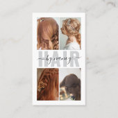 ヘアサロン書道スクリプトフォトコラージュ 名刺 (正面)