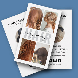 ヘアサロン書道スクリプトフォトコラージュ 名刺