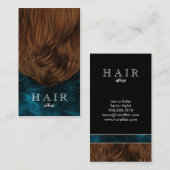 ヘアサロン波状ティール（緑がかった色）青黒 名刺 (正面/裏面)