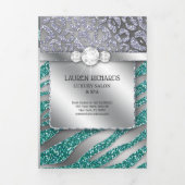 ヘアサロン爪、 ネイルメイクアップゼブラグリッターパンフレット 三つ折りカード (カバー)