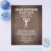 ヘアサロン理容師グランドリオープンウッ素朴ド チラシ (シングル)