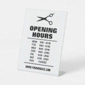 ヘアサロン理容師店開店時間カウンター 台座サイン (正面)