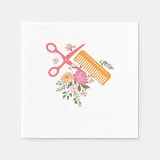 ヘアサロン理髪用鋏美容師バーベ スタンダードカクテルナプキン (正面)