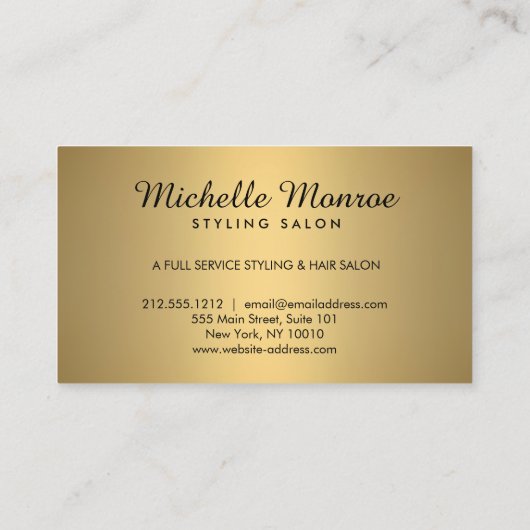 ヘアサロン美しいガールとアフロオンフェイク金ゴールド 名刺 (裏面)