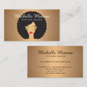 ヘアサロン美しいガールウィズアフロオンバラ金ゴールド 名刺 (正面/裏面)