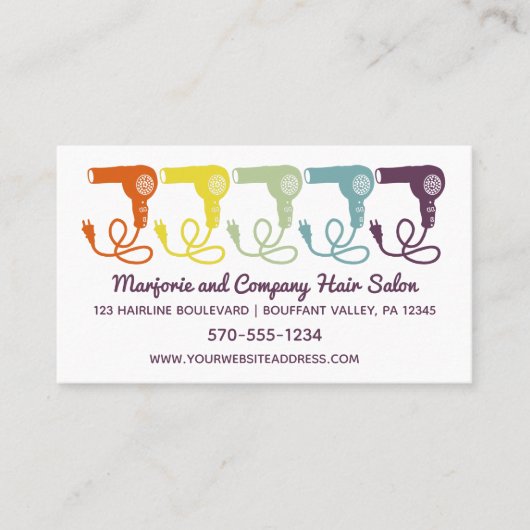 ヘアサロン美しいパーラーレトロヘアドライヤーグラフィック 名刺 (正面)