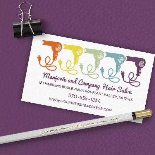 ヘアサロン美しいパーラーレトロヘアドライヤーグラフィック 名刺