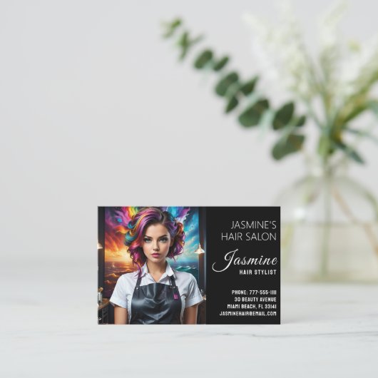 ヘアサロン美容師 名刺 (スタンド正面)