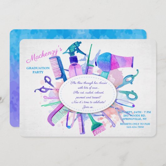 ヘアサロン要素招待状 招待状 (正面/裏面)