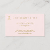 ヘアサロン金ゴールドとピンク赤面高級ヘアドレッサー 名刺 (裏面)