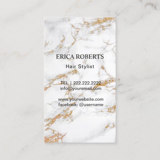 ヘアサロン金ゴールドアンティークシザートレンディー大理石#2 名刺 (裏面)