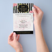 ヘアサロン金ゴールドグリッター白黒フローラ チラシ (ハンドル)