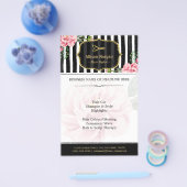 ヘアサロン金ゴールドグリッター白黒フローラ チラシ (シングル)