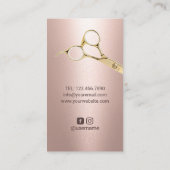 ヘアサロン金ゴールドシザモダンーバラ金ゴールド 名刺 (裏面)