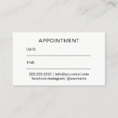 ヘアサロン金ゴールドシザーモダンアポイントメント 予約カード (裏面)