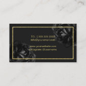 ヘアサロン金ゴールドシザー&ドライヤーブラックフローラ 名刺 (裏面)