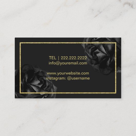 ヘアサロン金ゴールドシザー&ドライヤーブラックフローラ 名刺 (裏面)