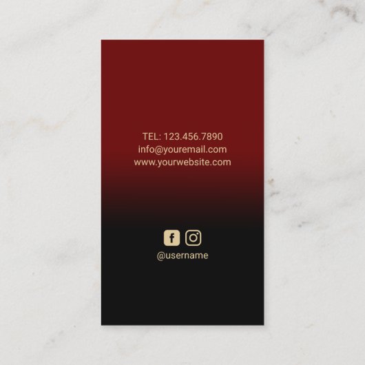 ヘアサロン金ゴールドシザー&レッドローズスタイリモダンスト 名刺 (裏面)