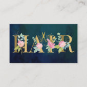 ヘアサロン金ゴールドネイビーピンク赤面高級アポイントメント 名刺 (正面)