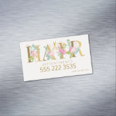 ヘアサロン金ゴールドフローラピンクアポイントメント電話no マグネット名刺 (インサイチュ)