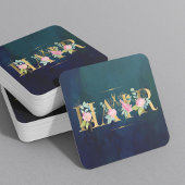 ヘアサロン金ゴールド赤面ピンクネイビー高級ガラス スクエア名刺