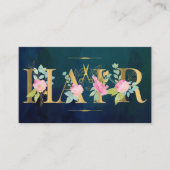 ヘアサロン金ゴールド赤面ピンクネイビー高級ガラス 名刺 (正面)