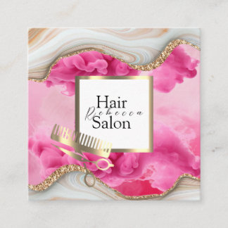 ヘアサロン カラフル タイポグラフィ モダン ヘアスタイリスト スクエア名刺